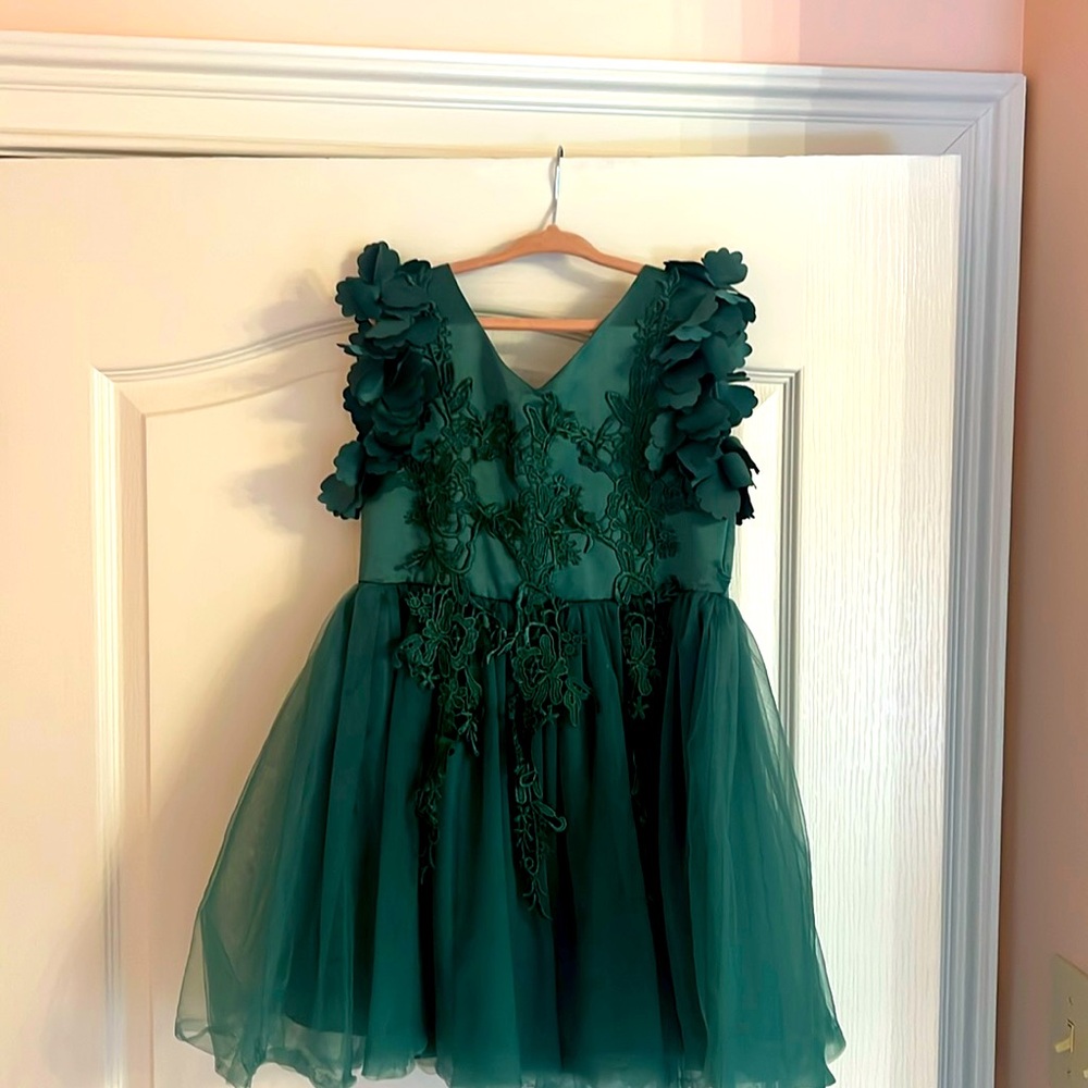 Beautiful Hunter green little girls dress.